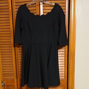 Lulu's Black Scalloped Long Sleeve Dress